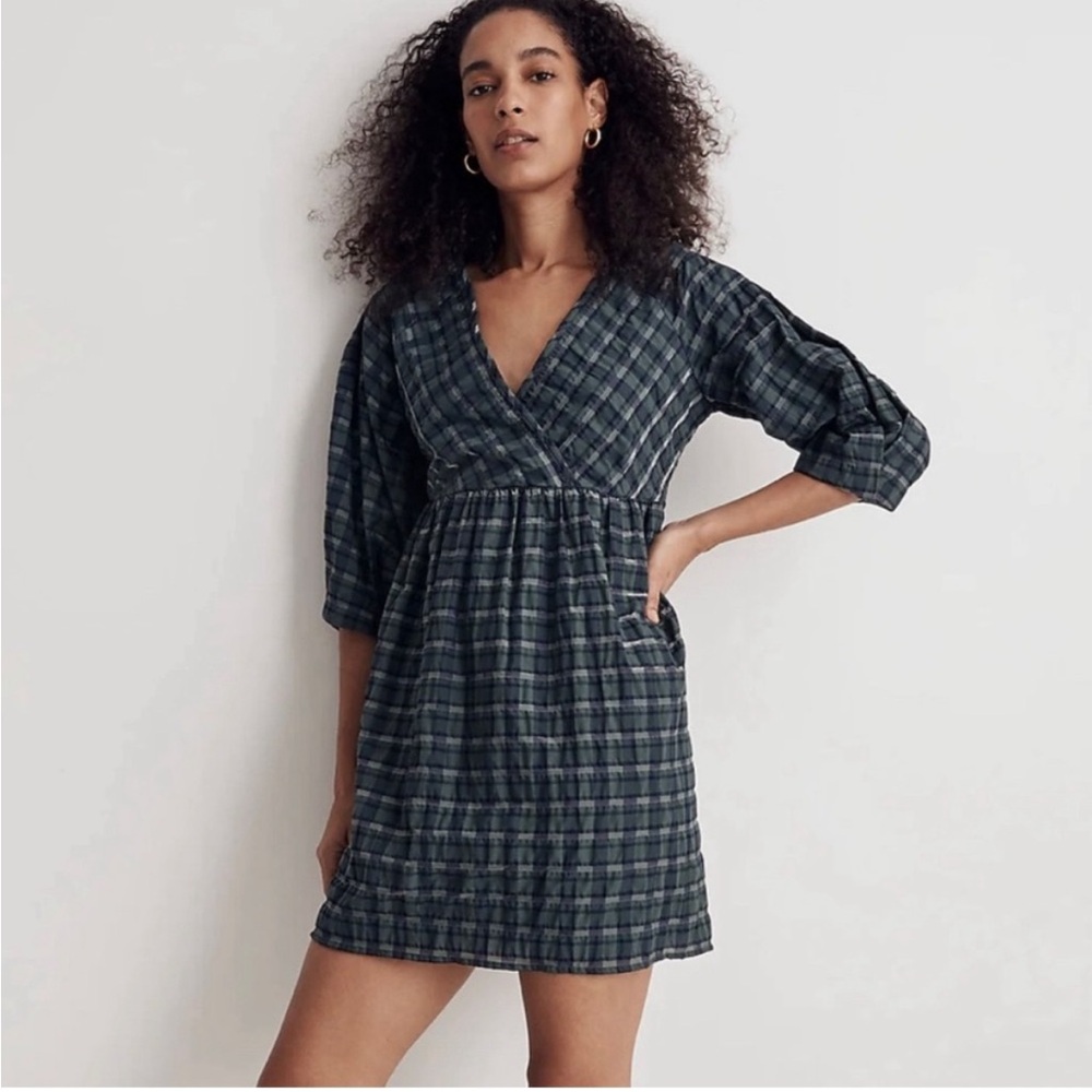 Madewell Marianna Puff Sleeve Plaid Minidress | M